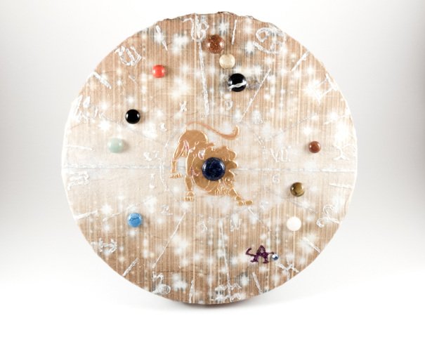 Egyedi, személyre szóló kristályhoroszkóp születési dátum alapján, glitteres háttérrel, 20 cm-es feszített vászonkép