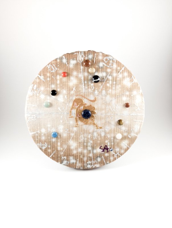 Egyedi, személyre szóló kristályhoroszkóp születési dátum alapján, glitteres háttérrel, 20 cm-es feszített vászonkép