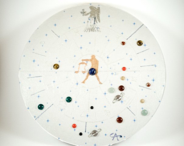 Egyedi, személyre szóló páros kristályhoroszkóp születési dátum alapján, kristály háttérrel, 30 cm-es feszített vászonkép
