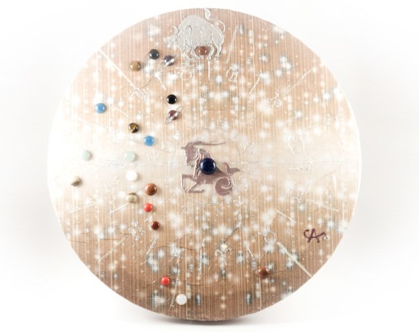 Egyedi, személyre szóló páros kristályhoroszkóp születési dátum alapján, glitteres háttérrel, 30 cm-es feszített vászonkép