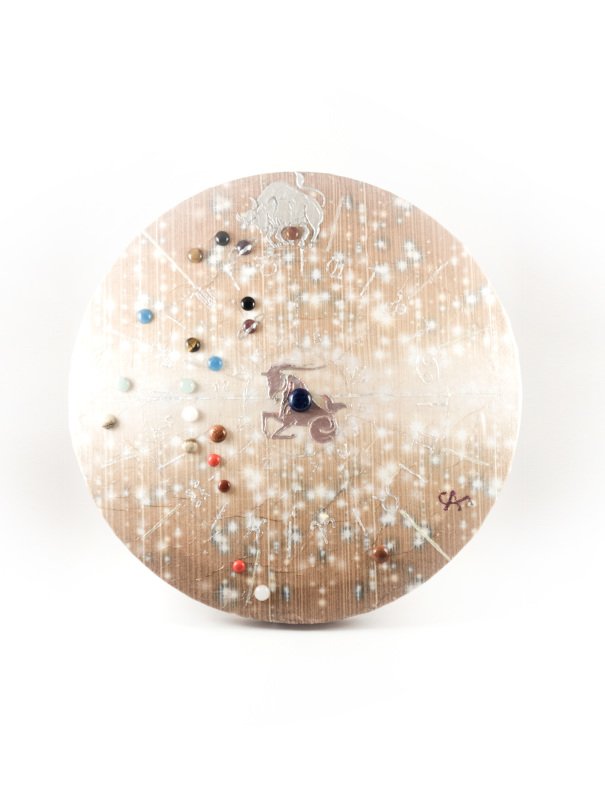Egyedi, személyre szóló páros kristályhoroszkóp születési dátum alapján, glitteres háttérrel, 30 cm-es feszített vászonkép